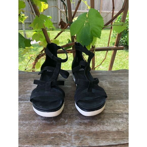 Eileen Fisher Women's Sola Tumbled Nubuck Leather Back Zip Sandals 9 - Picture 2 of 8